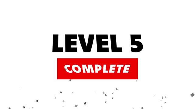 Glowing neon text Level 5 icon animation. Level three message.