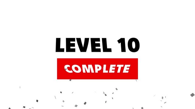 Glowing neon text Level 10 icon animation. Level three message.