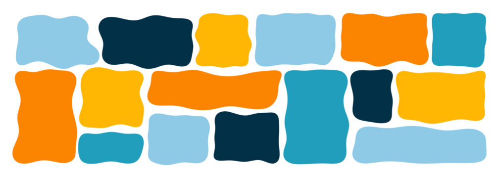 Wavy organic frame with irregular edges playful vector illustration set. Hand-drawn abstract border for text. Playful vector shape with curvy lines. Perfect for banners, labels, and creative designs.