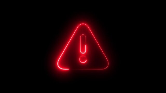 warning glith attention icon signal alert risk safety danger road warning sign sign symbol animation on black background.