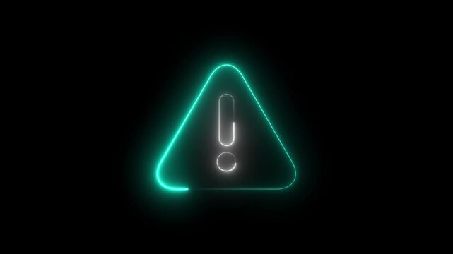 warning glith attention icon signal alert risk safety danger road warning sign sign symbol animation on black background.