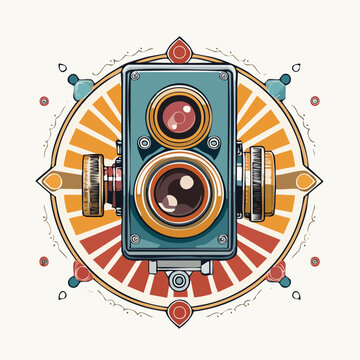 Vintage Twin-Lens Reflex Camera Illustration
