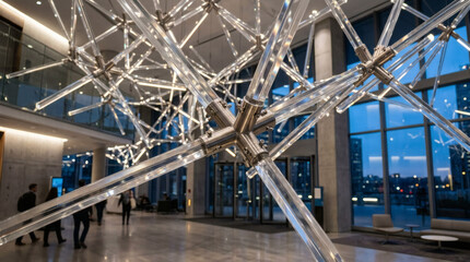 Fototapeta premium Large Metal Sculpture in a Building.