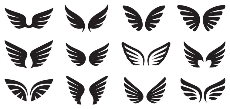  Abstract wing icons with letter-like shapes for unique typography vector illustration eps 10