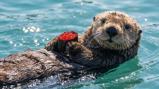 Sea otter and ikura sushi