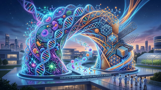 Colorful DNA double helix structure model.