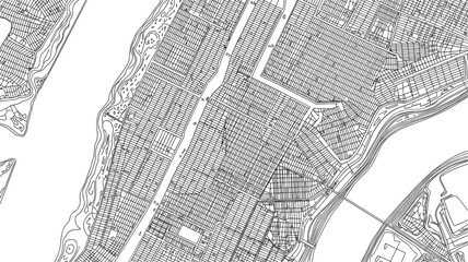 Obraz premium Detailed black and white city map vector plan showcasing abstract urban road network grid system and river shoreline outlinesDetailed black and white city map vector plan showcasing abstract urban roa