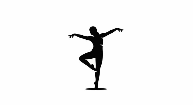 Silhouette of a ballerina poised in a delicate dance pose against a white background