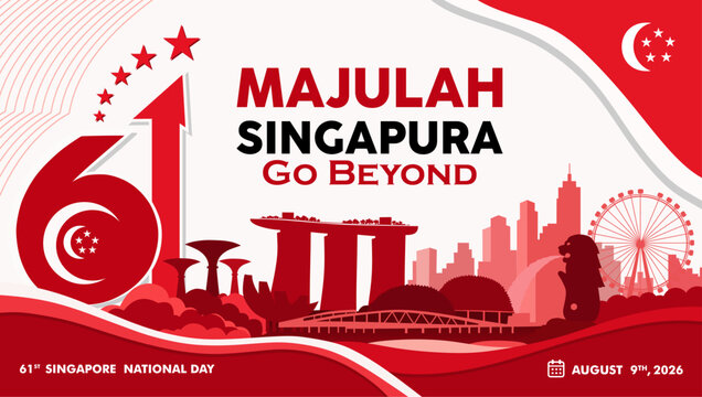 Singapore National Day 2026 banner with official Majulah Singapura Go Beyond theme.