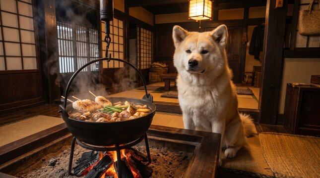 Akita dog and kiritanpo nabe