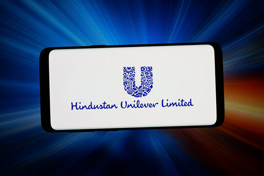 Stuttgart, Germany - 06-05-2026: In this photo illustration, the logo of company Hindustan Unilever Limited (HUL) is displayed on a smartphone in front of abstract background on computer screen.
