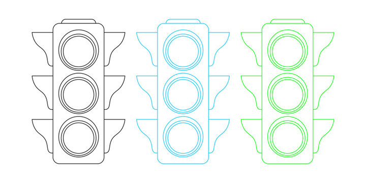Traffic Lights Line Art Close Up Vector Illustration, Road Signal and Transportation Icon Design, Isolated, Transparent, PNG, Suitable for Traffic Safety Campaigns, Navigation Systems and Educational 