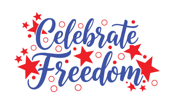 Independence day USA banner template .4th of July celebration poster template.fourth of july vector illustration,Patriotic celebrate freedom text with red stars and circles