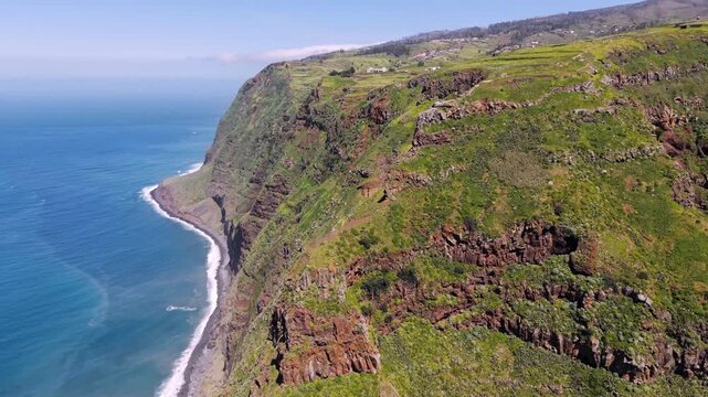 Aerial view of Ponta do Pargo on the west coast of Madeira Island, Portugal