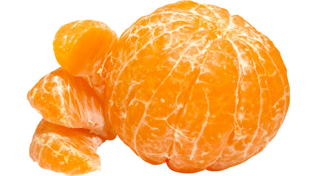 Fresh fruit peeled orange, tangerine, mandarin PNG on Transparent background