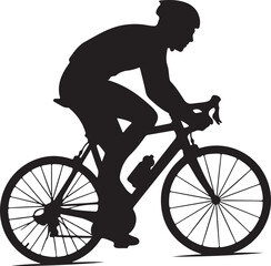 Fototapeta premium Cycling athlete silhouette of man riding road bike in racing position during sports event.