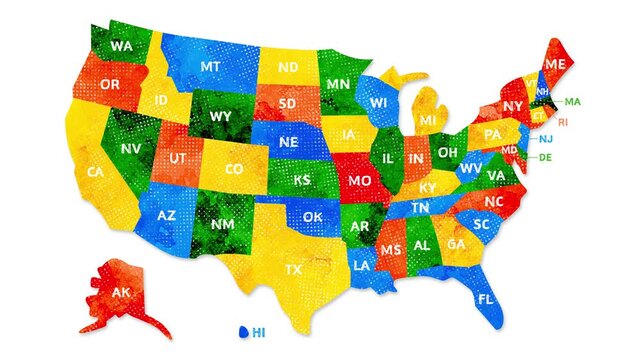 Watercolor USA Map Animation