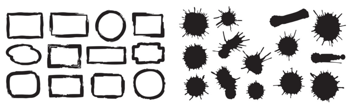 Black and white illustration shapes and bacteria icons