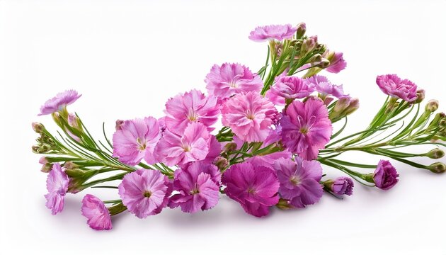 Twig Of Pink Limonium Flowers Isolated