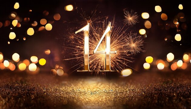 Elegant Gold Th Anniversary Celebration With Sparklers Glitter And Beautiful Bokeh Lights