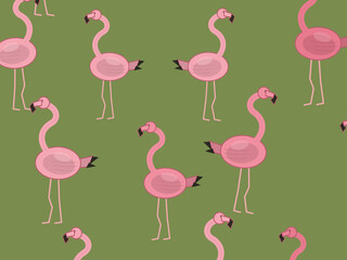 Obraz premium Cute Flamingo Tropical Bird Wallpaper Backdrop Template