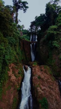 waterfall views in Central Java captured with a drone