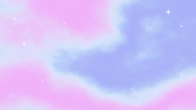 Seamless Looping Y2K Dreamcore Sparkle Star Animation on Pastel Pink Blue Cloud Gradient Background