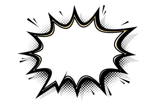 Comic book explosion speech bubble isolated on white background