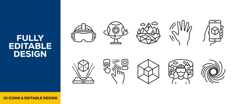 Future technology bio innovation flat line art vector icon bundle illustration design for digital research nature smart tech science and sustainability development