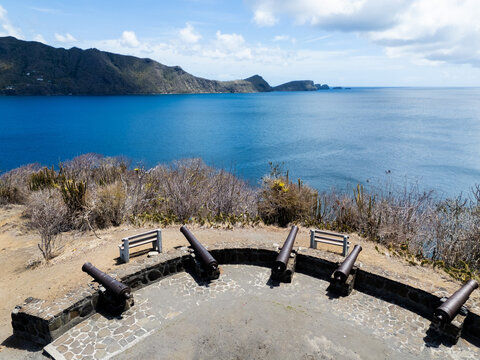 Aerial drone view of Bequia coastline