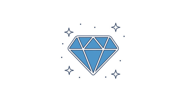 Blue Diamond Gemstone Illustration.