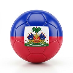 Obraz premium Soccer ball with Haiti flag isolated on white, symbolizing national football pride and sports spirit