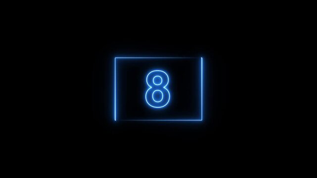 loading icon neon light rectangle frame black color Animation. 23 Download progress, interface blue color Animation.