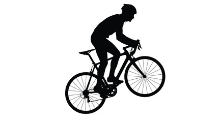 Fototapeta premium Cyclist Silhouette Riding Bicycle On Transparent Background