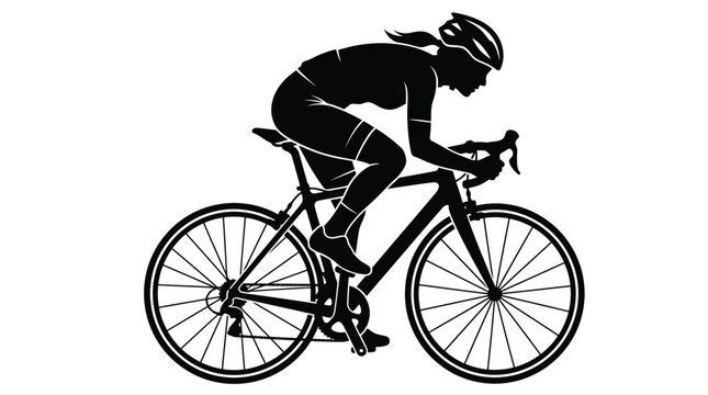 Silhouette of a female cyclist on a racing bike
