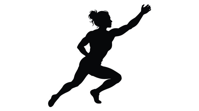 Silhouette of a strong woman running forward