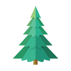 Obraz premium Clean 2D flat vector depiction of a Christmas Tree, designed in minimalist modern style with white background.