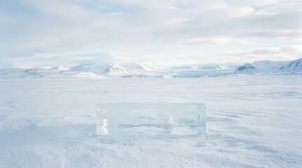 Fototapeta premium Arctic podium on snow background detail