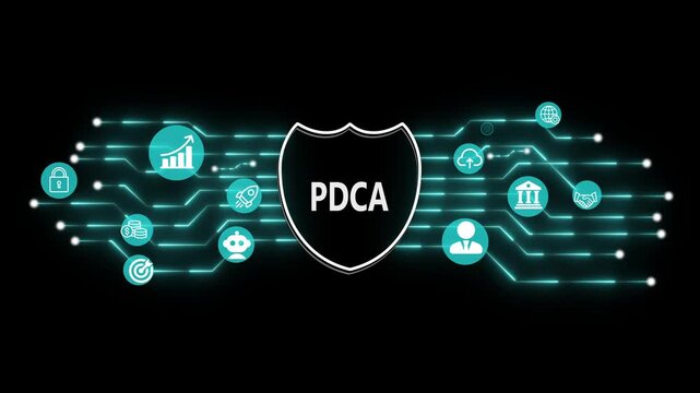 PDCA Technology and Digital Transformation Concept. Internet, business, Technology and network concept. 3d illustration