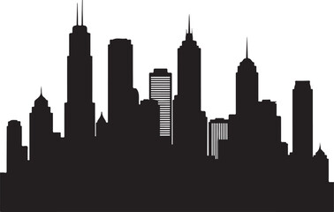 Fototapeta premium City skyline, urban silhouette, black cityscape, vector buildings