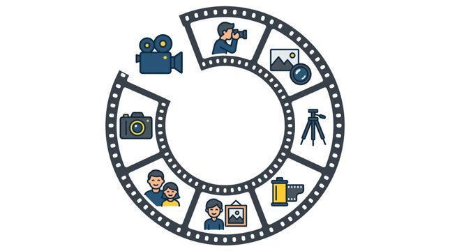 Film strip icons for media production.