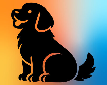 Cute dog sitting with a bone next to a cat in a cartoon vector illustration