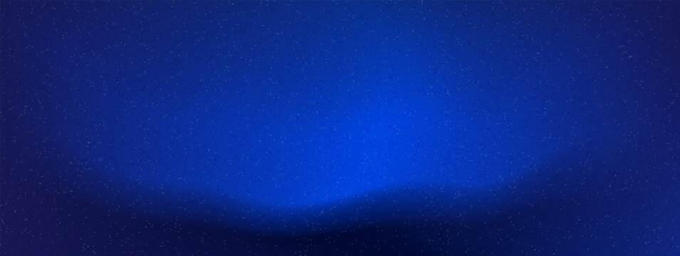 Blue and navy gradient with a soft glowing center grain for card. Bright blue bloom and gentle navy grain spread over a dark night sky. Vector fairytale gradation backdrop with starry winter mood.