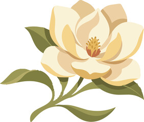 Modern magnolia bloom illustration with elegant petals and clean botanical styling. Suitable for branding, wedding invitations, stationery, packaging, social media graphics © Rove