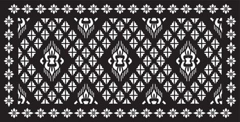 Traditional Ornamental Pattern With Floral Diamonds and Decorative Border For Textile Or Wallpaper Design- laser cutting ornament and paritition or balcony © ahmad