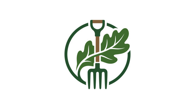 Green gardening tools logo design.
