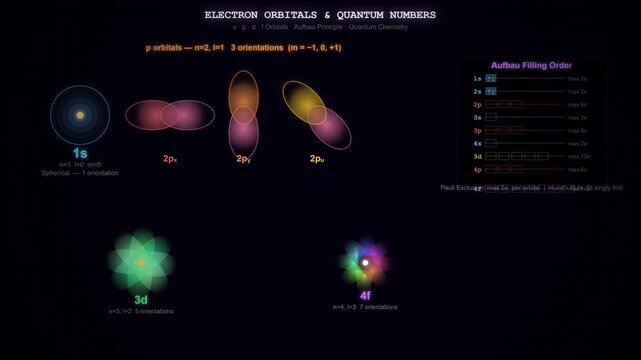 Electron Orbitals Energy Levels and Shell Structure Animation Showing Atomic Electron Configuration
