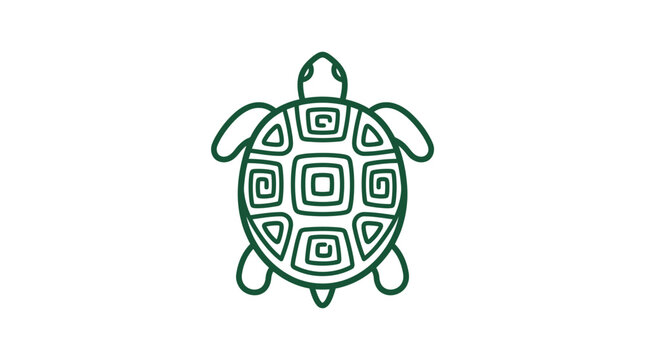 Green turtle shell line art drawing.