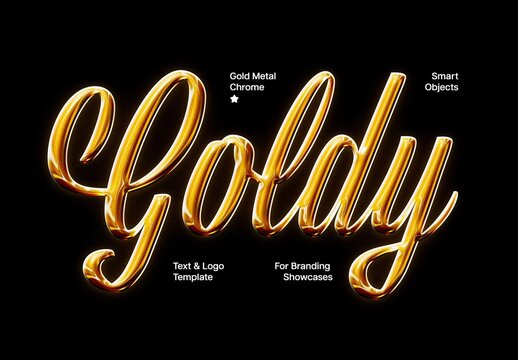 Goldy Metal Chrome Text Effect For Logo And Poster Typography