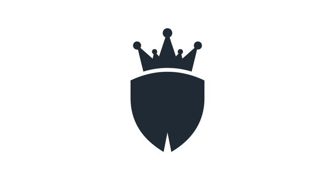 Crown on shield logo symbol icon.